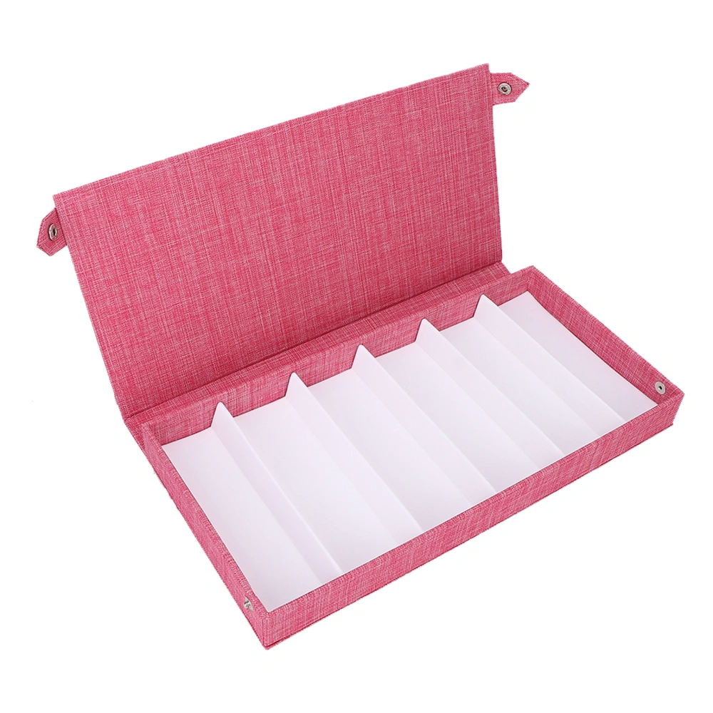 6 Grids Sunglasses Storage Case Flocking Cloth Button Closure Prevent Scratches Glasses Display BoxPink