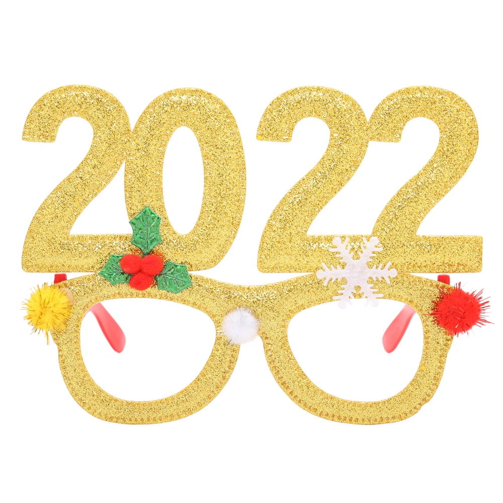 Christmas Glasses Xmas Costume Decoration Eyeglasses Photography Props for Children (Without Lens)Gold