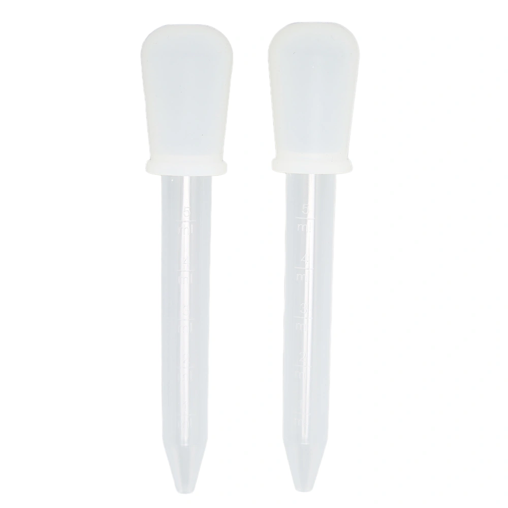 2pcs Liquid Dropper 5ml Capacity Safe Reliable Light Weight Compact Portable Pipettes for Scientific ExperimentsWhite