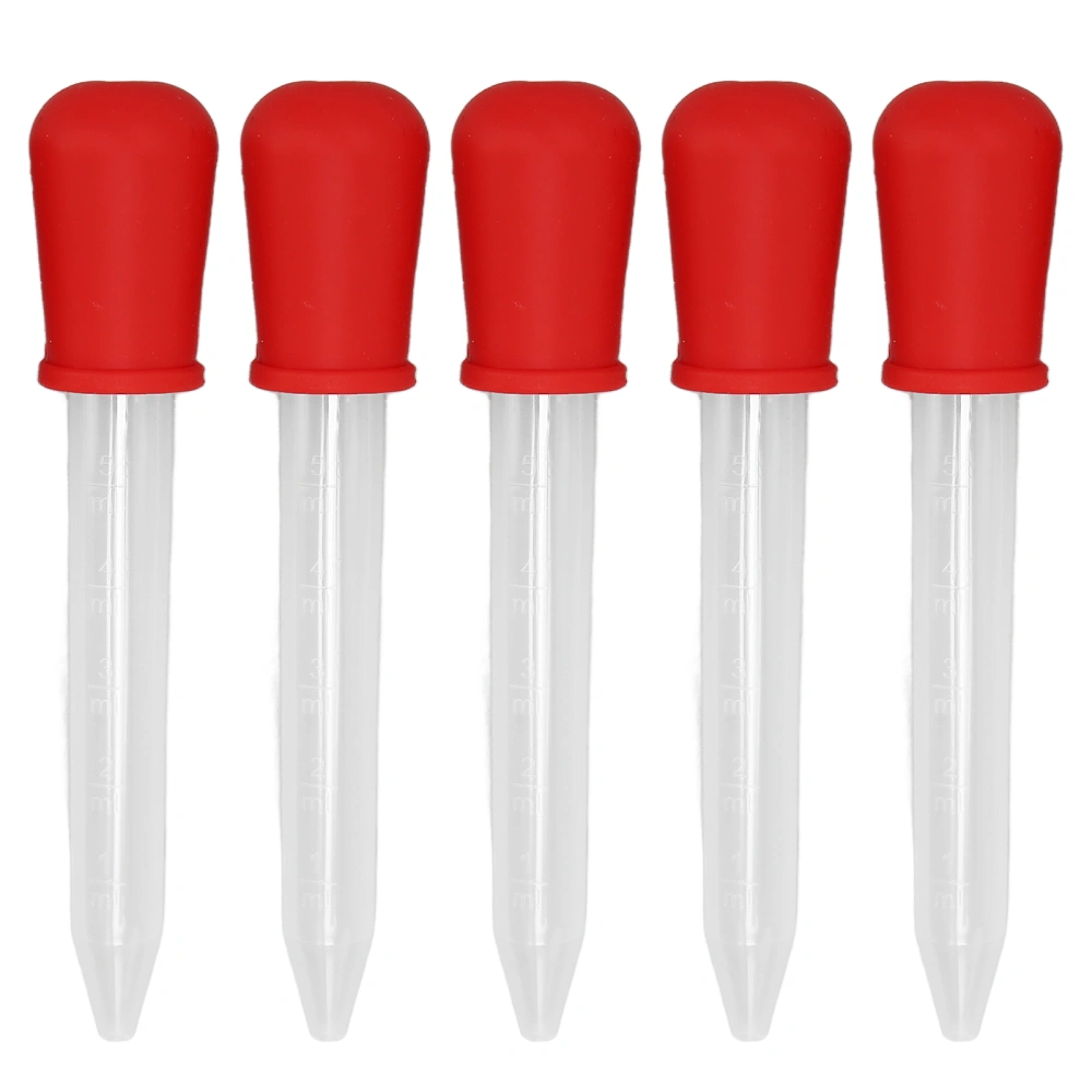 5Pcs Transfer Pipettes 5ml Silicone Material Easy Cleaning Making Disposable DIY DropperRed