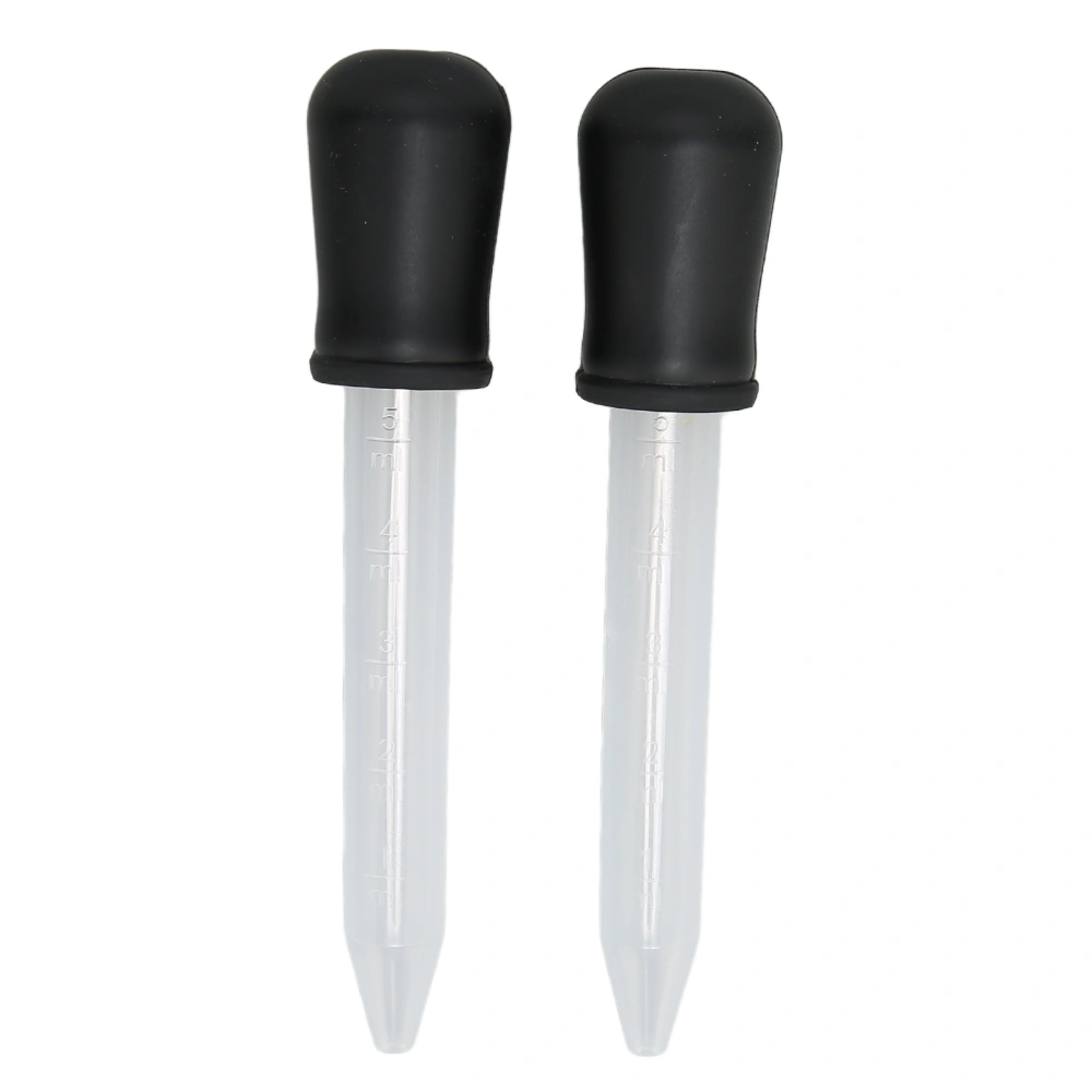 2pcs Liquid Dropper 5ml Capacity Safe Reliable Light Weight Compact Portable Pipettes for Scientific ExperimentsBlack