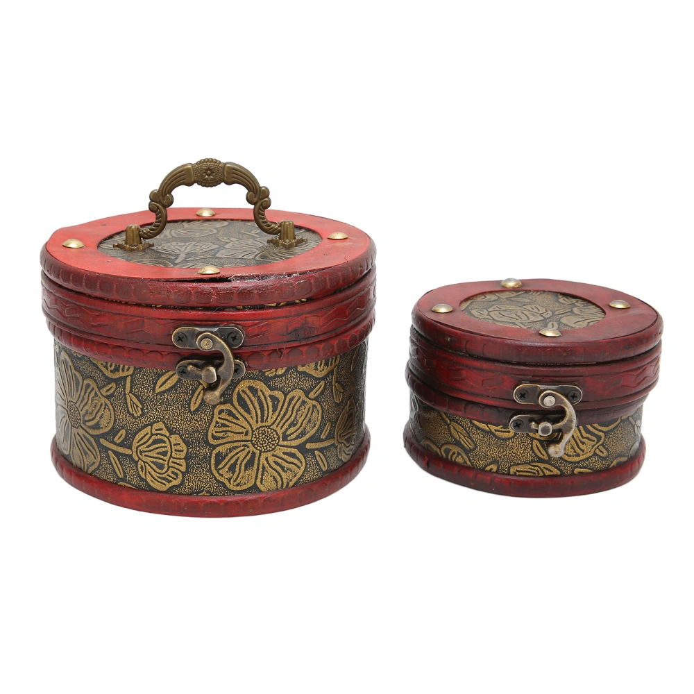 Jewelry Box Chinese Classical Retro Cylindrical Exquisite Pattern Jewelry Box Dressing Box