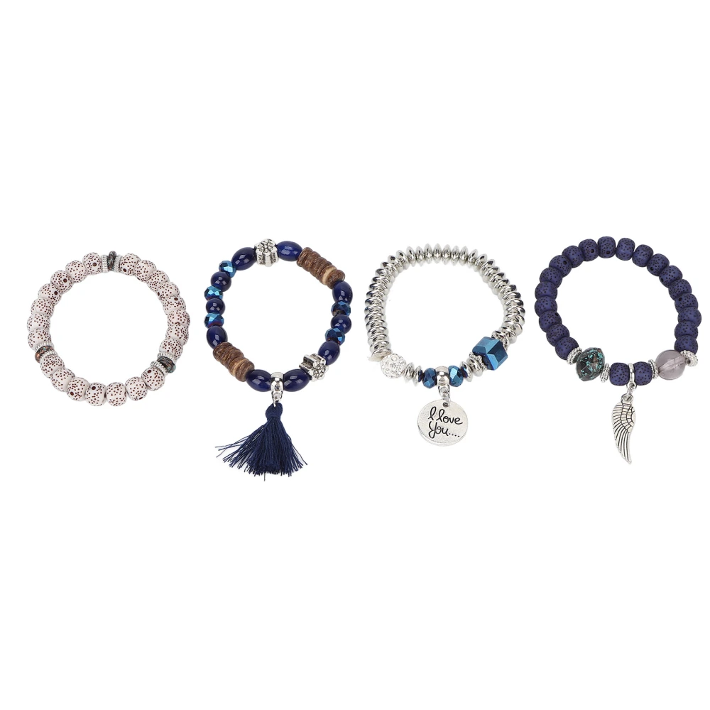 4pcs Bohemian Bracelet Women Bead Tassel Unique Pendant Bracelet Jewelry Accessory Gift for Party