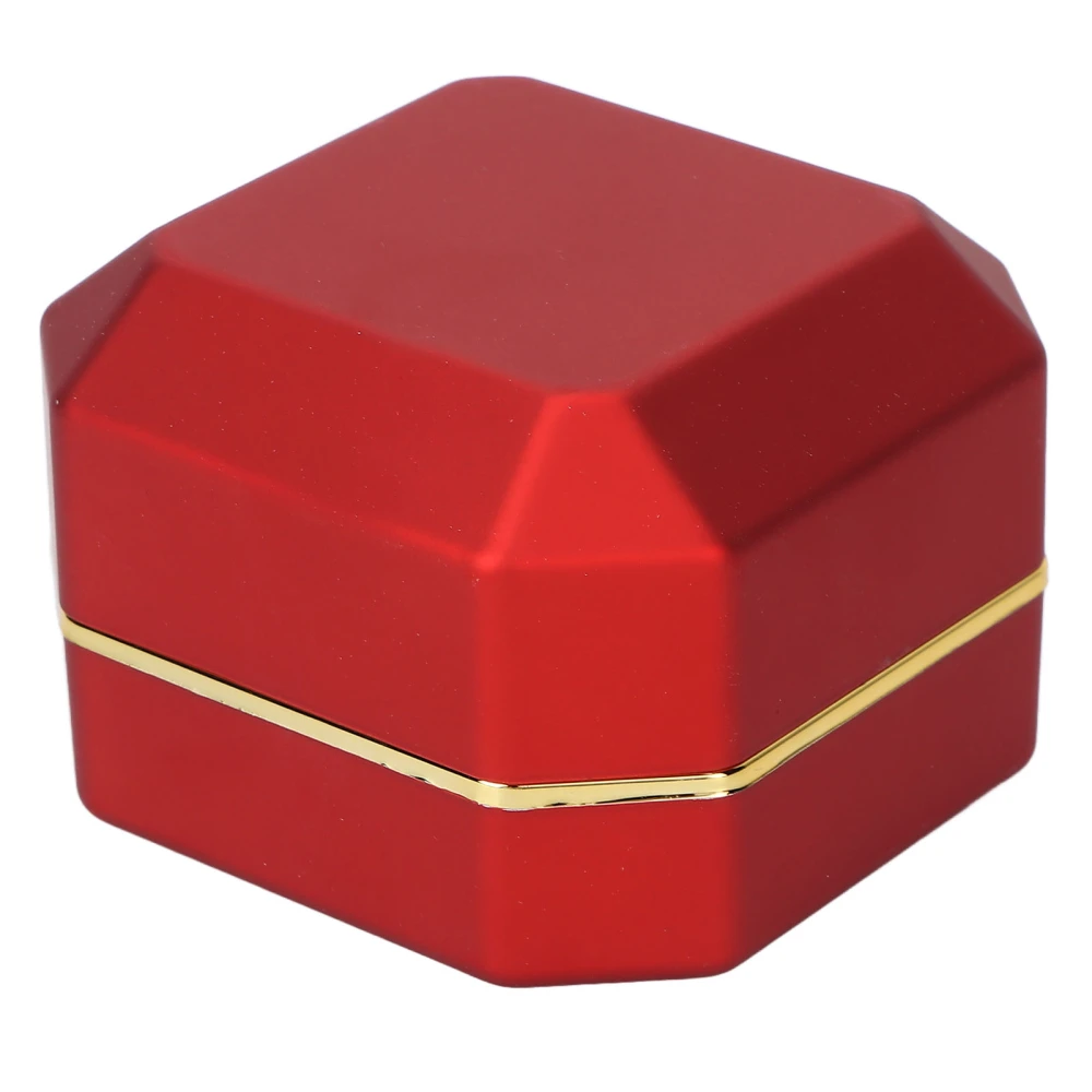 Ring Display Box Flocking Inner Elegant Jewelry Protective Storage Gift Box with Light for Engagement WeddingRed