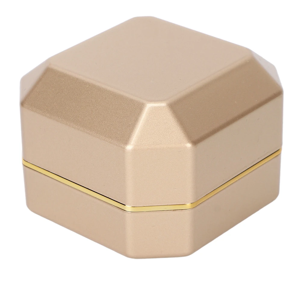 Ring Display Box Flocking Inner Elegant Jewelry Protective Storage Gift Box with Light for Engagement WeddingGold