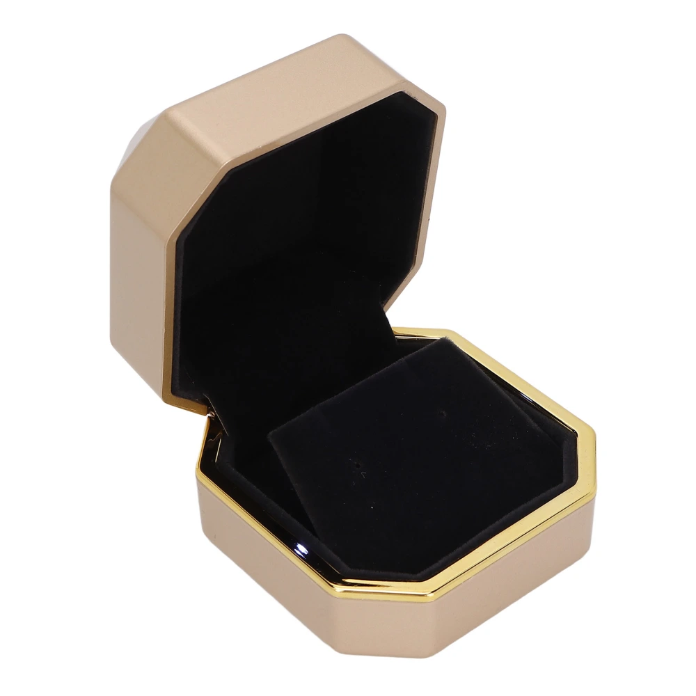 Ring Gift Box Elegant Protective Small Jewelry Storage Display Case with Light for Proposal WeddingGold