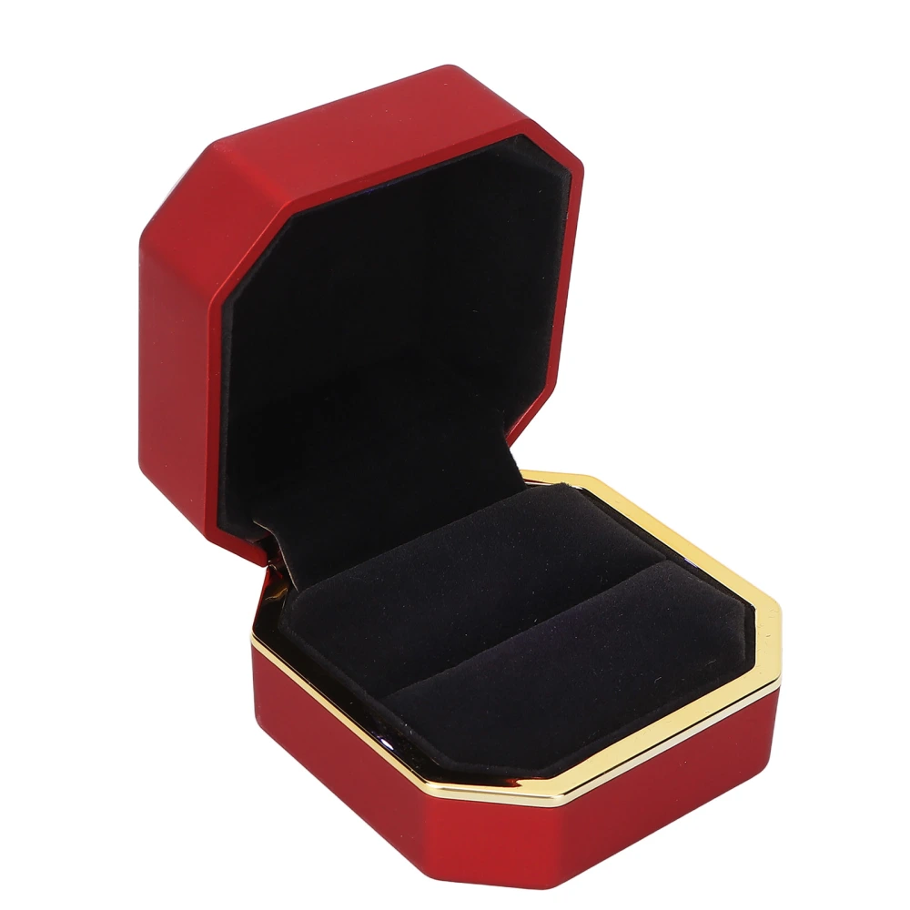 LED Light Ring Box Jewelry Display Gift Box Jewelry Storage Case for Engagement WeddingRed