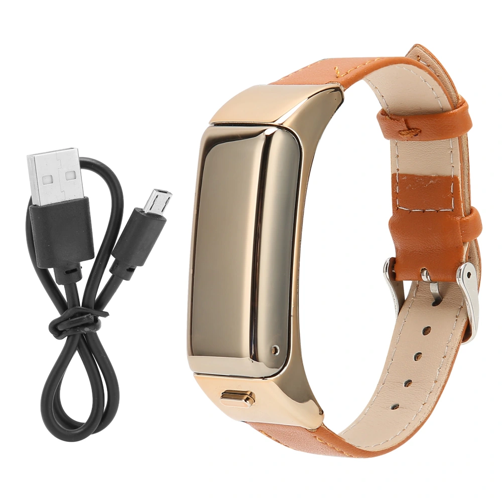 Multifunction Intelligent Bluetooth Bracelet USB Charging with HD Voice Music Play Alarm Clock Temperature MonitorGold