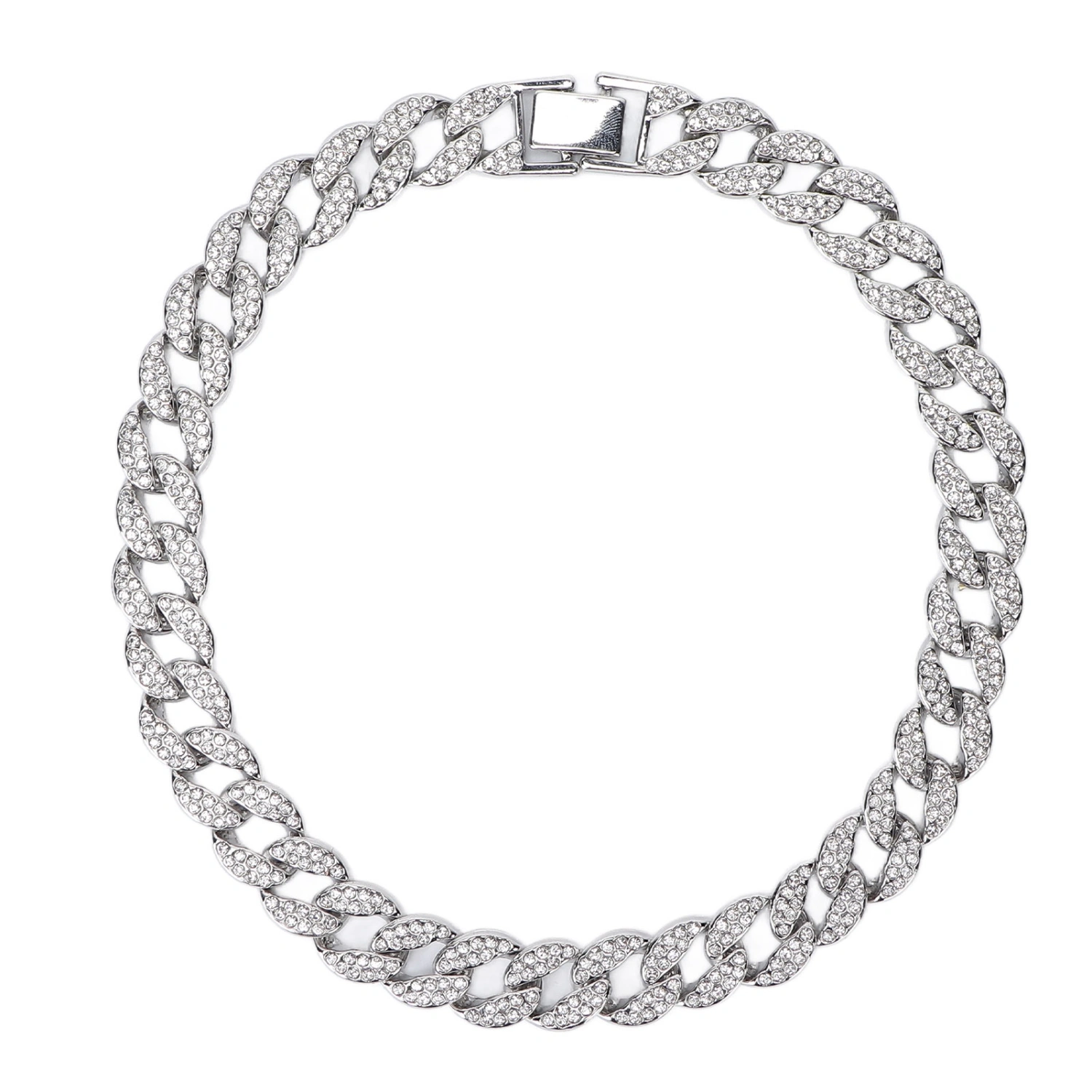Mens Cuban Necklace 16 Inch Diamond Jewelry Hip Hop Necklace Miami Cuban Link ChainSilver