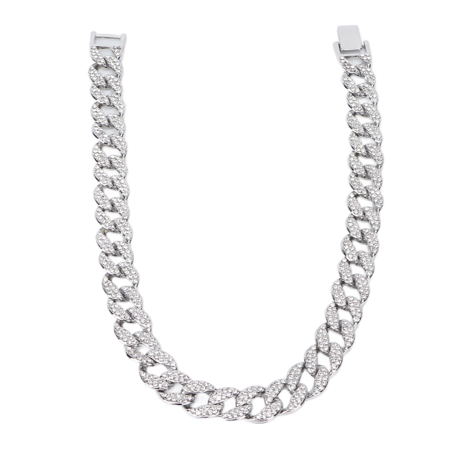 Mens Cuban Necklace 16 Inch Diamond Jewelry Hip Hop Necklace Miami Cuban Link ChainSilver