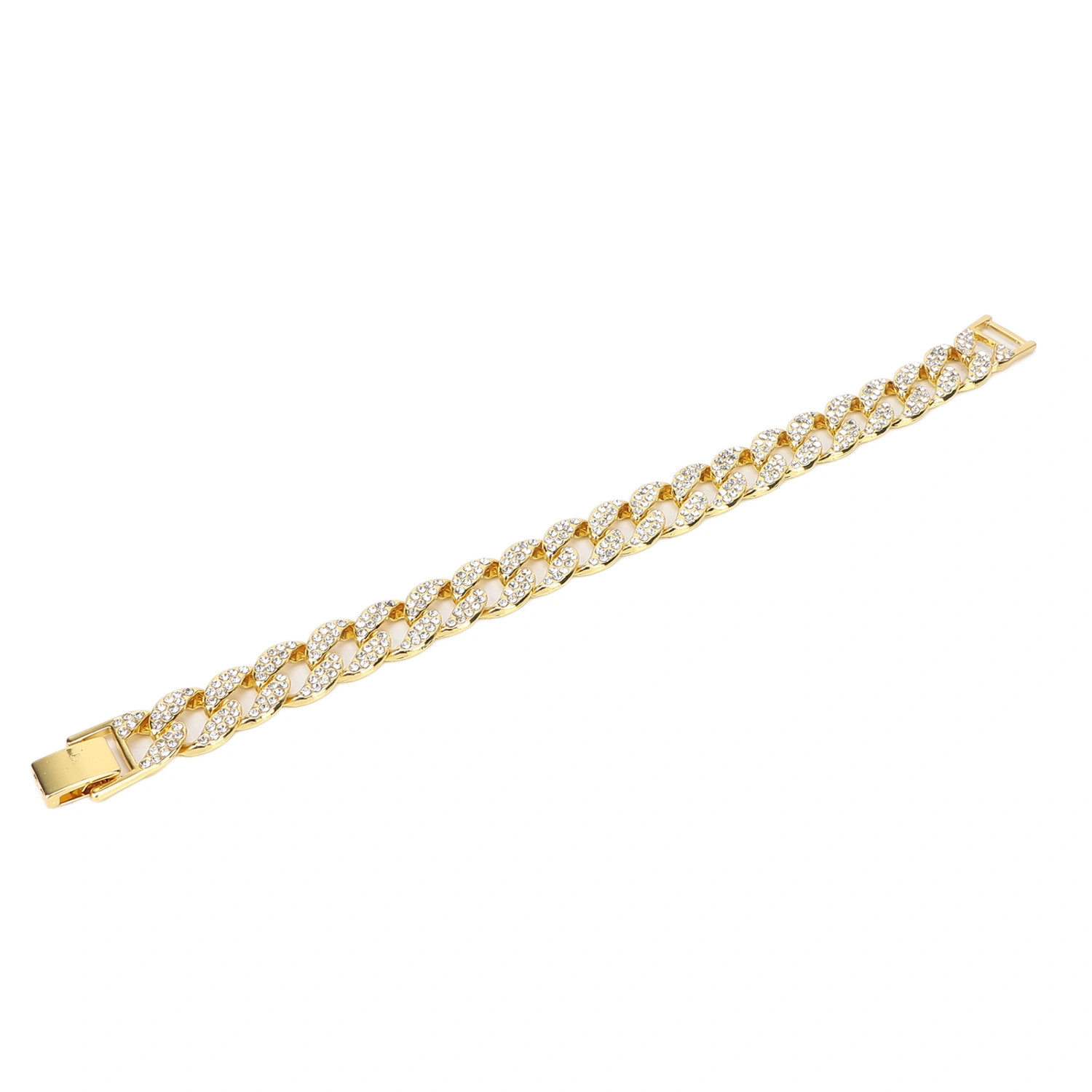 Cuban Bracelet Cuban Boutique Rhinestone Jewelry Hip Hop Couple Bracelet Decorative AnkleGold