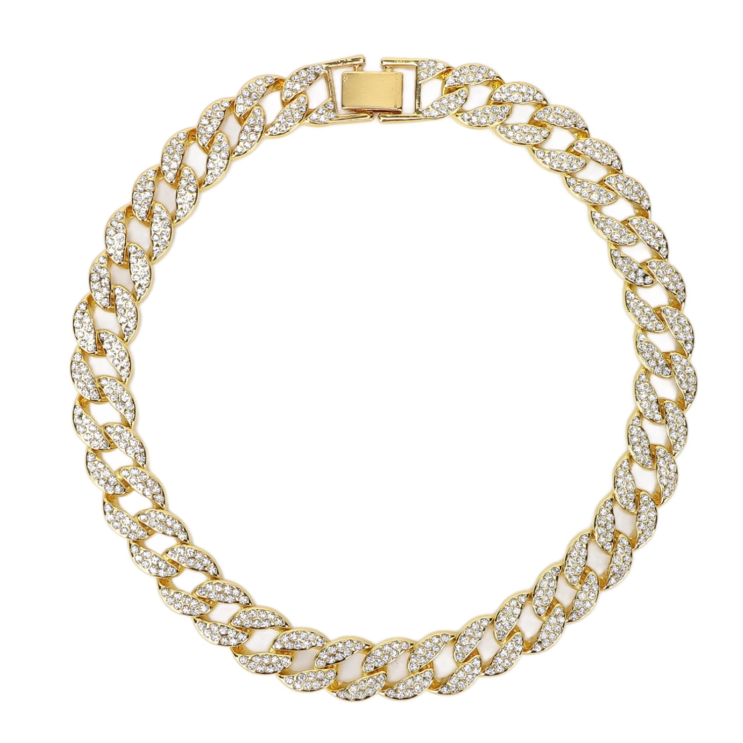 Mens Cuban Necklace 16 Inch Diamond Jewelry Hip Hop Necklace Miami Cuban Link ChainGold