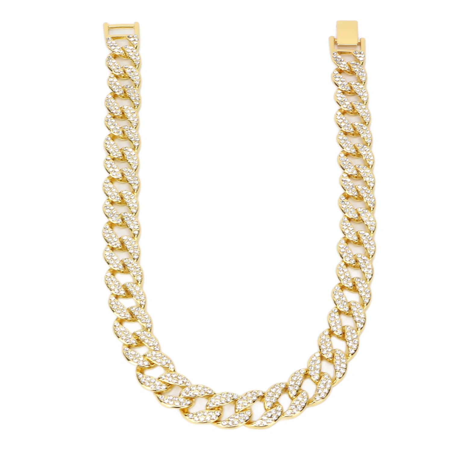 Mens Cuban Necklace 16 Inch Diamond Jewelry Hip Hop Necklace Miami Cuban Link ChainGold