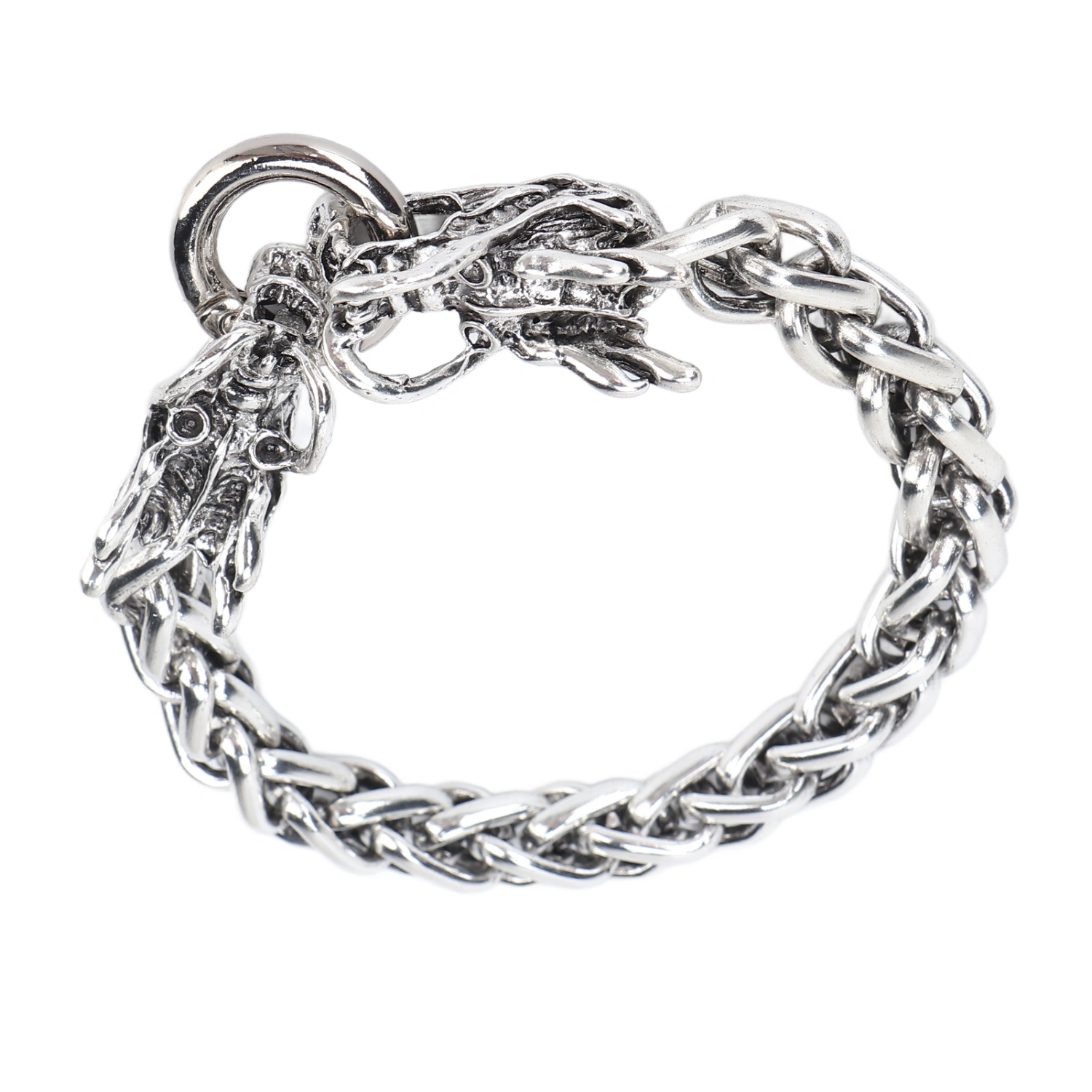 Mens Chain Bracelet Gothic Style Alloy Dragon Curb Chain Bracelet with Spring Ring Clasp for Mens