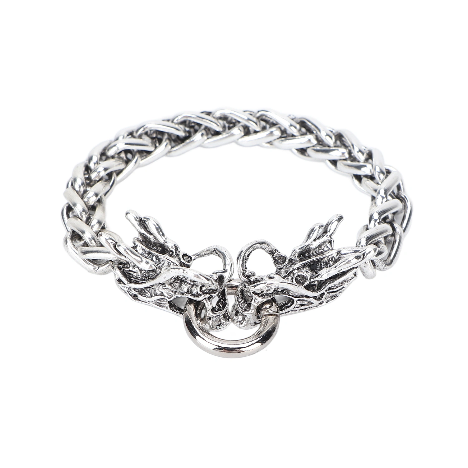 Mens Chain Bracelet Gothic Style Alloy Dragon Curb Chain Bracelet with Spring Ring Clasp for Mens