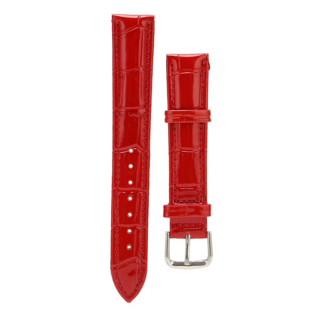 Artificial Leather Watch Band Red Pin Buckle 18mm Wide Sweatproof Deodorant Universal for Men Women