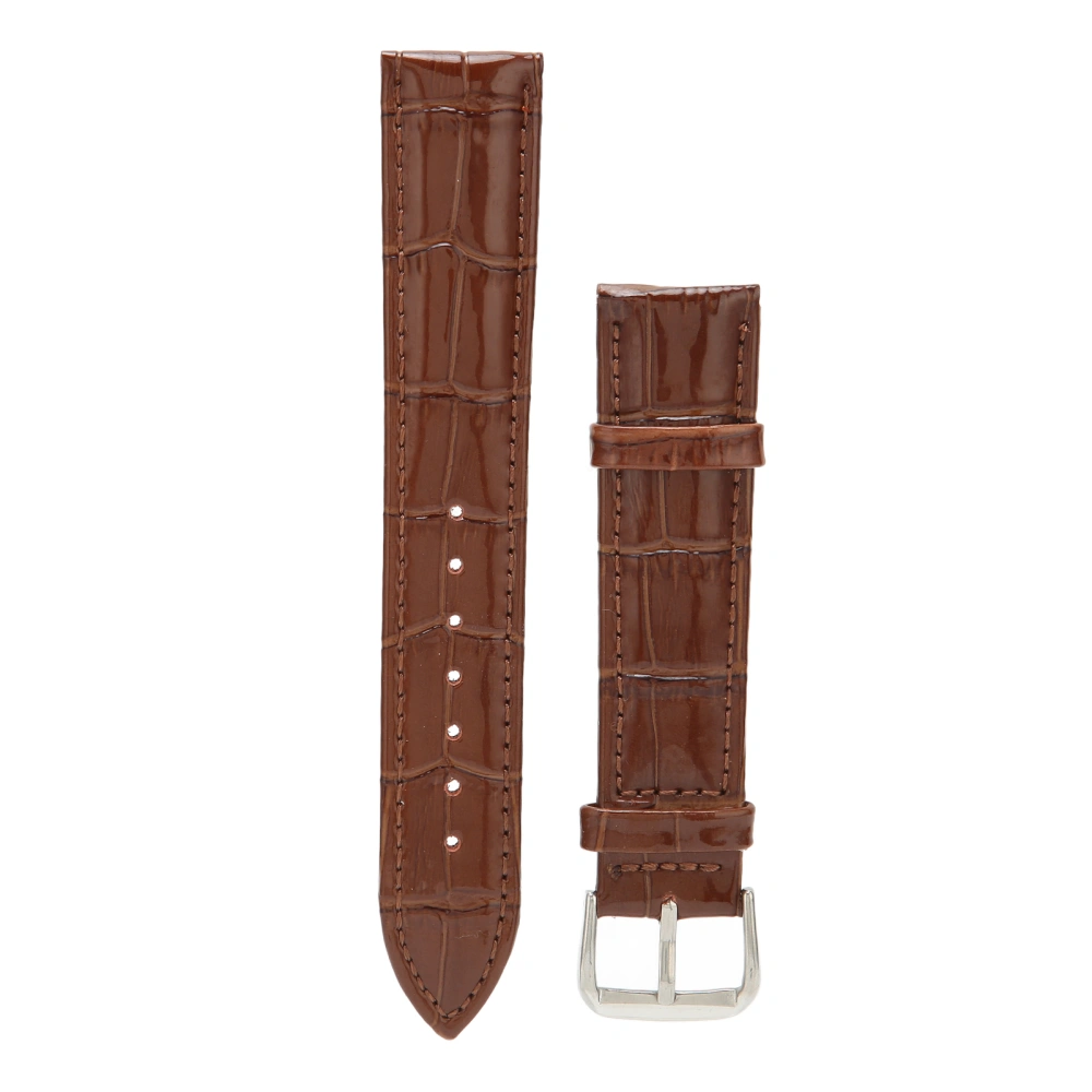 Brown Pin Buckle Watch Band PU Leather Universal Replacement Watch Strap Watch Accessory