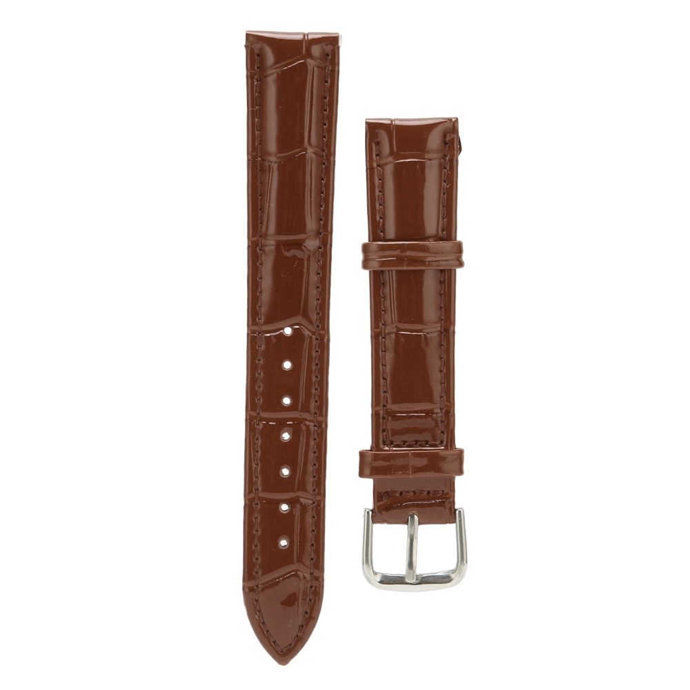 Watch Band PU Leather Alloy Pin Buckle Sweatproof Soft Breathable Replacement WatchbandBrown