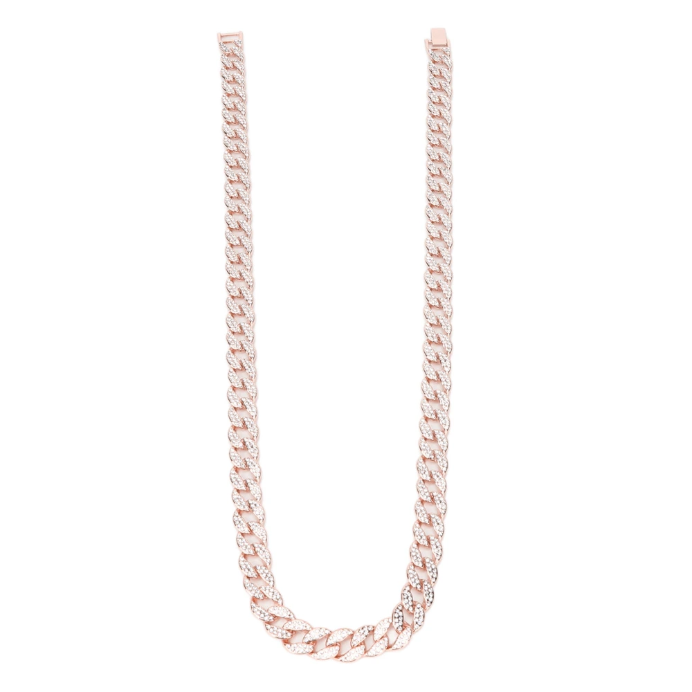 Chain Necklace Rhinestones Alloy Hip Hop Style 30in Jewelry Clothes Decorative AccessoriesRose Gold