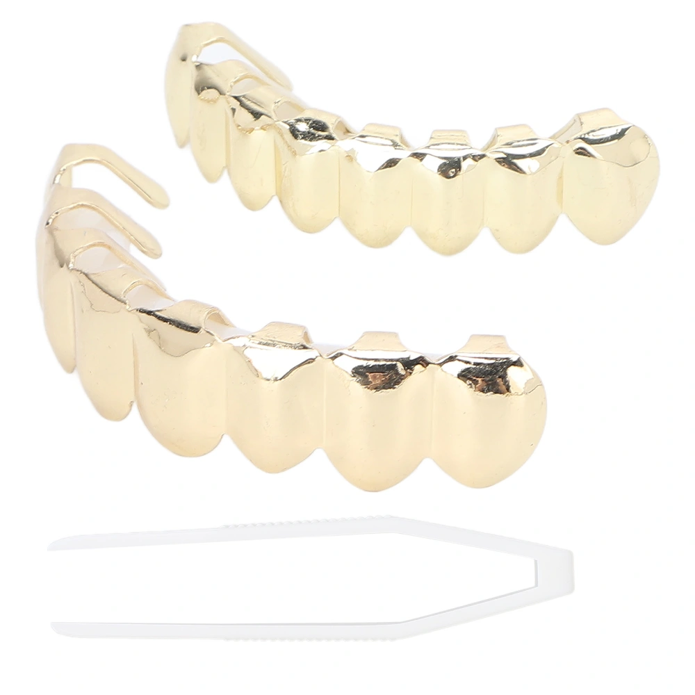 Hip Hop Teeth Set Alloy Golden False Teeth Decoration Brace for Halloween Festival Party