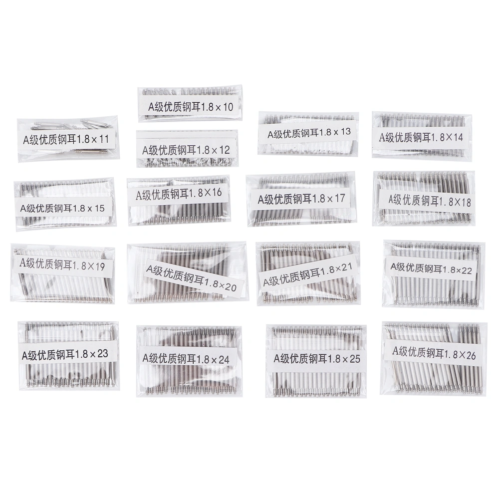 340Pcs Watch Pins 1.8mm Stainless Steel High Strength Diversified Sizes Spring Bar Tool for Repair Straps