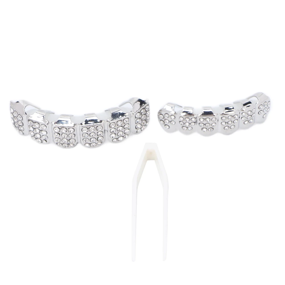 Hip Hop Teeth Brace Set Fashionable Alloy Teeth Decoration Jewelry for Halloween PartySilver