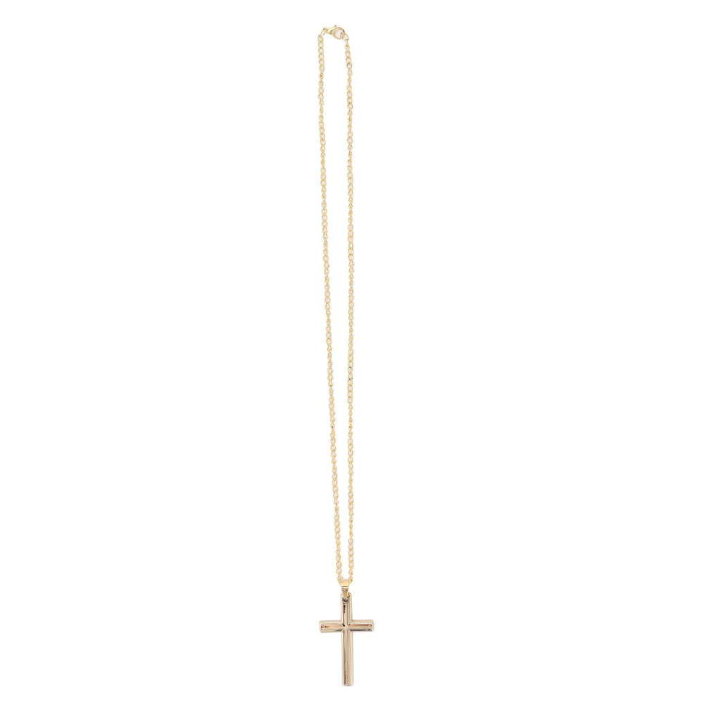 Unisex Temperament Cross Pendant Necklace Jewelry Rood Sweater Alloy Chain Easy MatchingGold