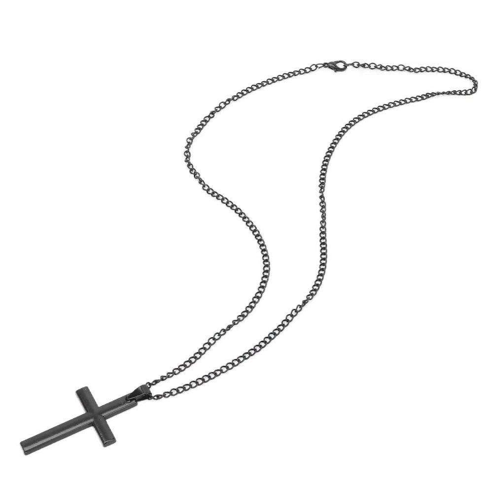 Unisex Temperament Cross Pendant Necklace Jewelry Rood Sweater Alloy Chain Easy MatchingBlack