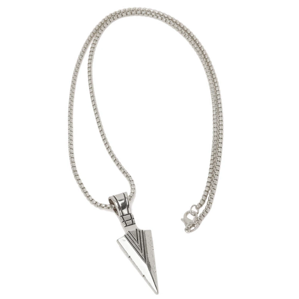 Arrowhead Pendant Necklace Alloy Vintage Spear Point Chain Pendant Necklace for MenSilver