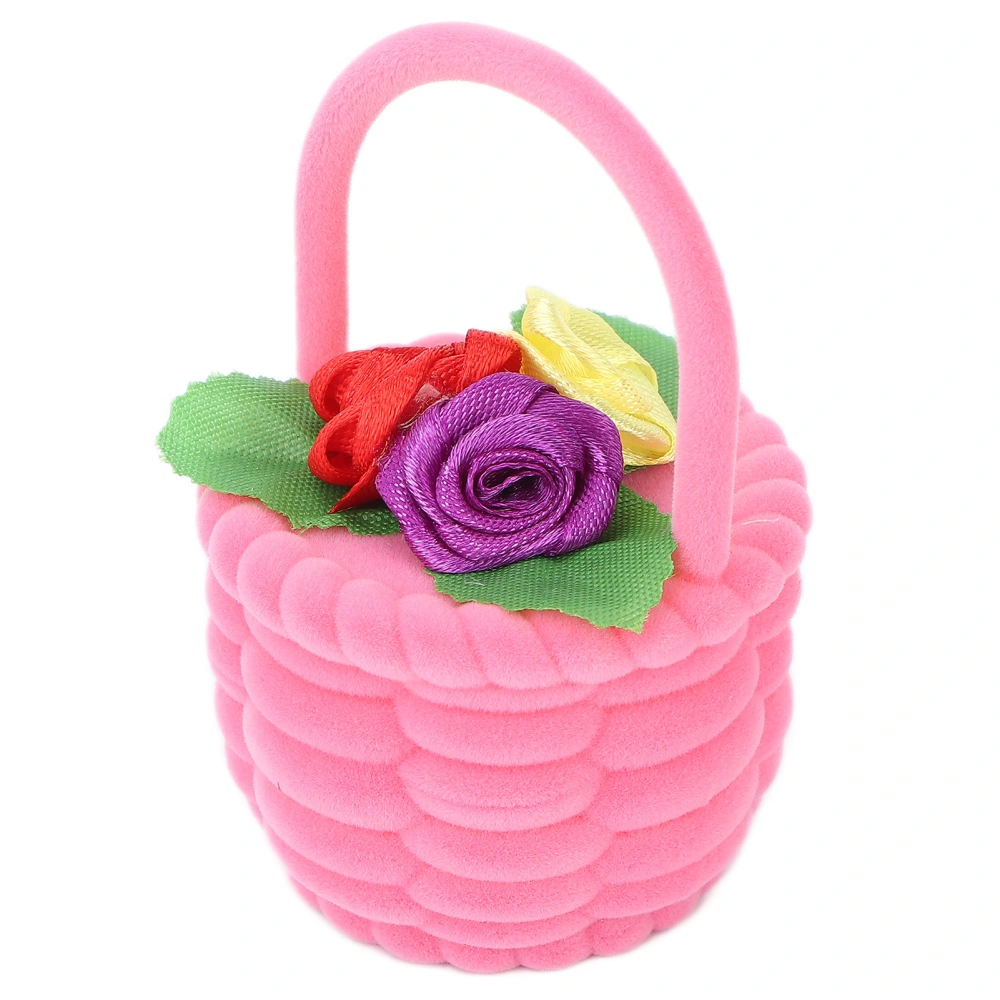 Travel Jewelry Box Organizer Small Pink Flower Basket Earring Neckalce Ring Storage Case for Women