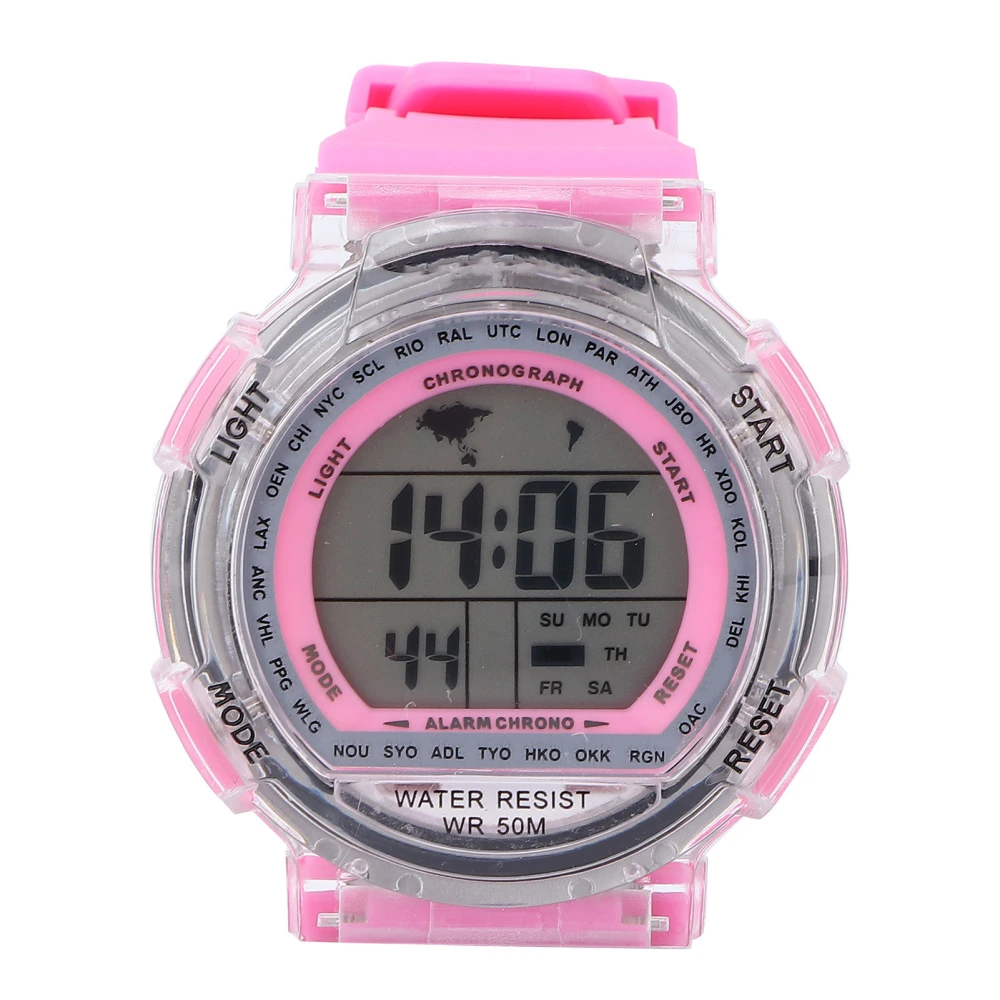 Light Electronic Watch Multifunction Waterproof Sports Colorful Luminous Digital WatchesPink