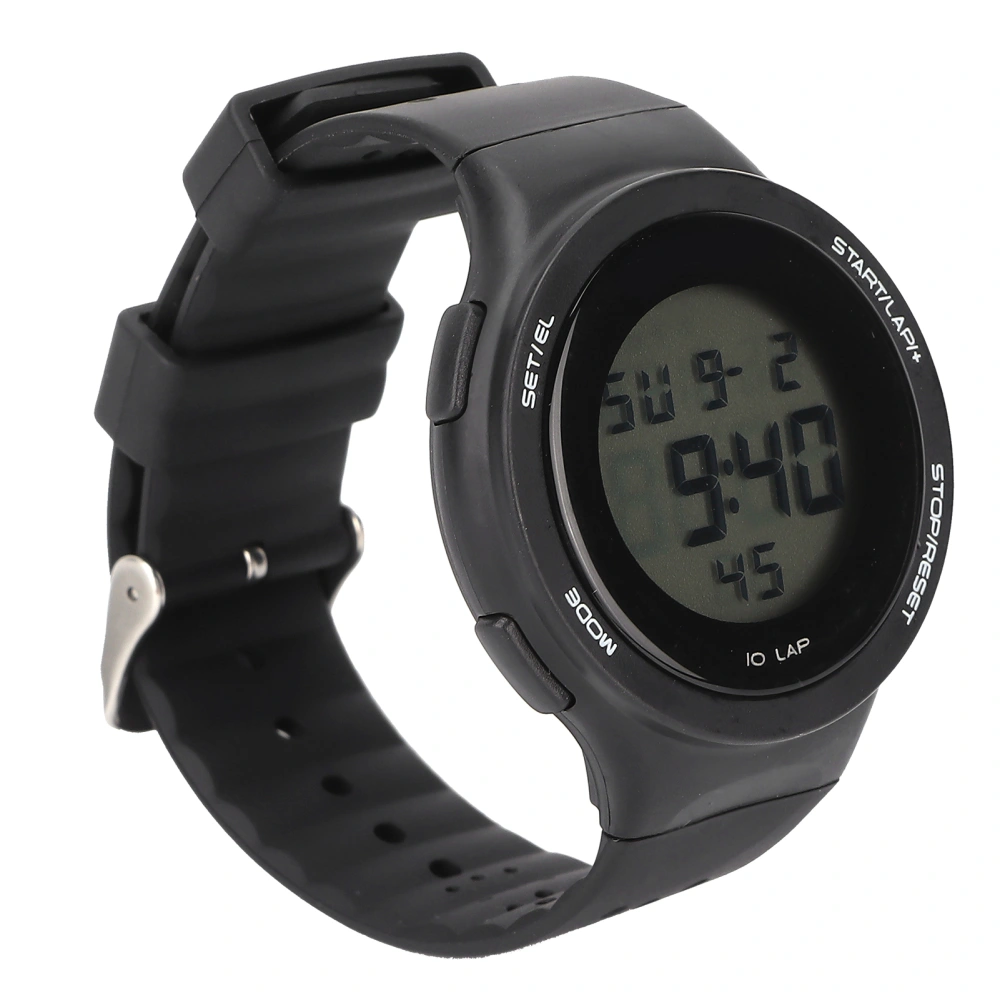 Men Sport Watch Waterproof Shockproof Multifunctional Noctilucence Black with Large Screen EL Light