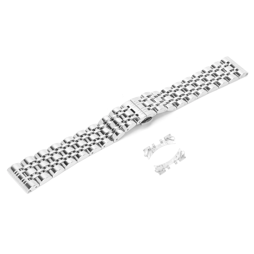 21mm Replacement Stainless Steel Watch Strap Adjustable Length Watch Band Butterfly Buckle