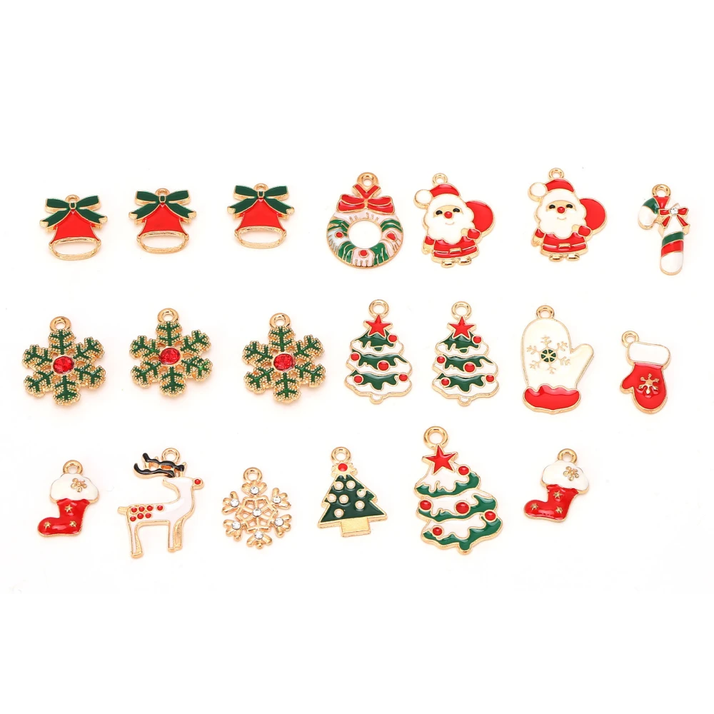 20pcs Christmas Pendants Xmas Canes Tree Snowflake Garland Pendants for Jewelry MakingMixed