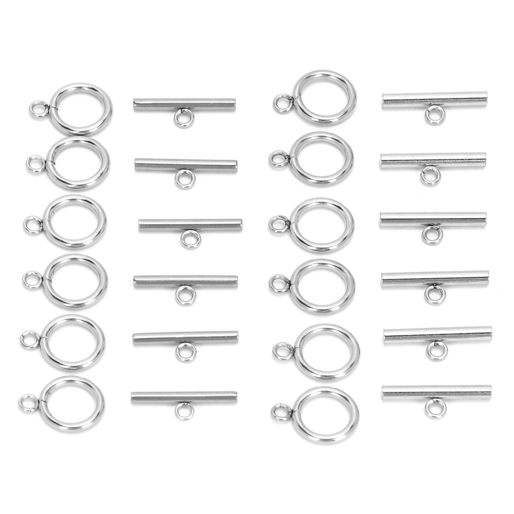 Jewelry DIY Round Toggle Clasps Stainless Steel T-Bar Clasps for Necklace Making Steel Color