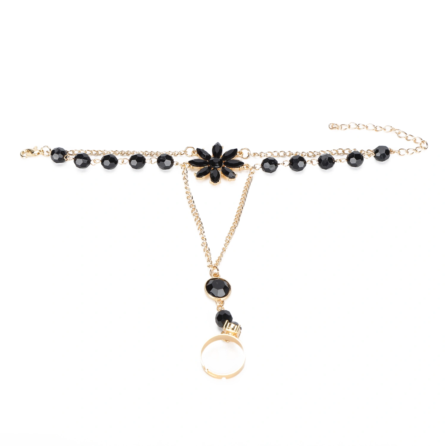 Stylish Hand Harness Bracelet Alloy Finger Ring Bracelet Chain Wrist Harness Chain for Women Girl