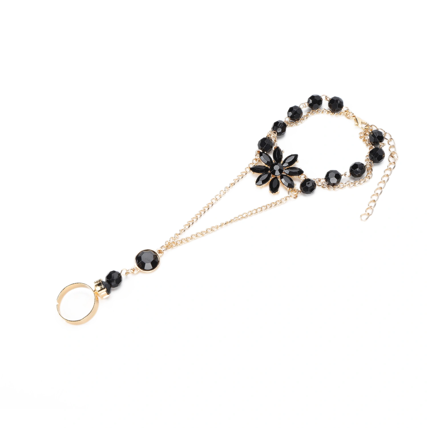 Stylish Hand Harness Bracelet Alloy Finger Ring Bracelet Chain Wrist Harness Chain for Women Girl