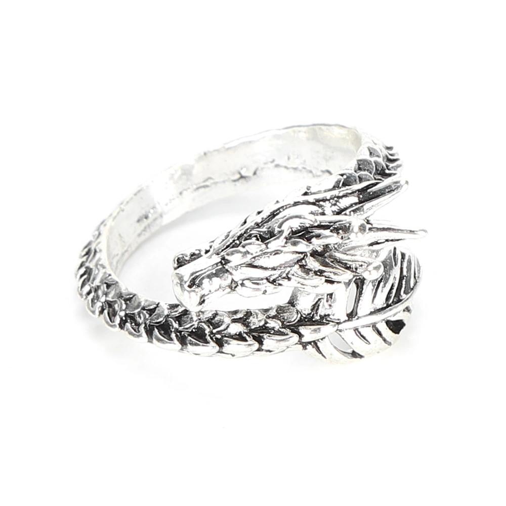 Vintage Punk Rings Alloy Adjustable Dragon Design Cool Antique Silver Rings for Men