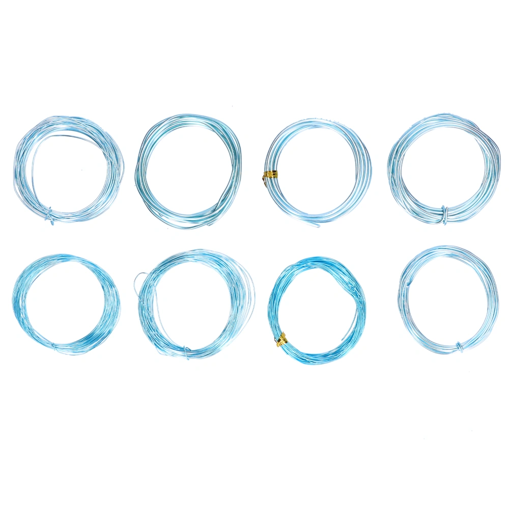 8 Rolls 0.6-3mm Aluminum Craft Wire Jewelry Beading Wire Craft Making Supplies Light Blue