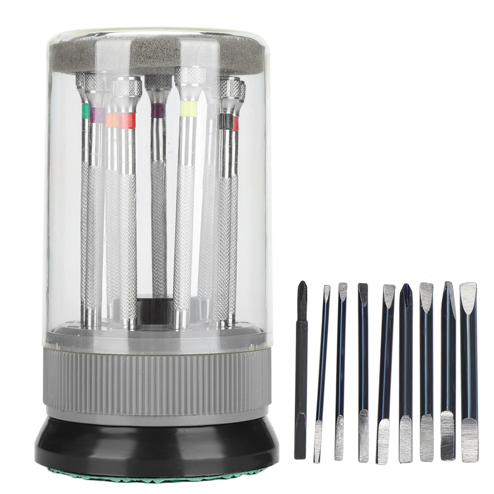 9pcs Watch Screwdrivers Set with Base Alloy Slot Cross Watch Screwdrivers Accessories