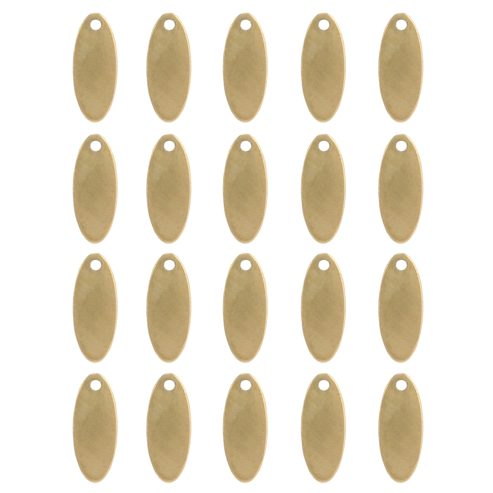 20pcs Stainless Steel Oval Pendant DIY Dog Tags with Hole Jewelry Making AccessoryGold 6 x 15mm