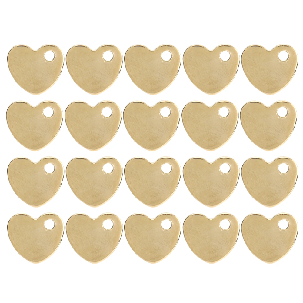 20pcs DIY HeartShaped Pendant Stainless Steel Pendant with Hole Jewelry Making Accessory(Gold 9 x 10mm)