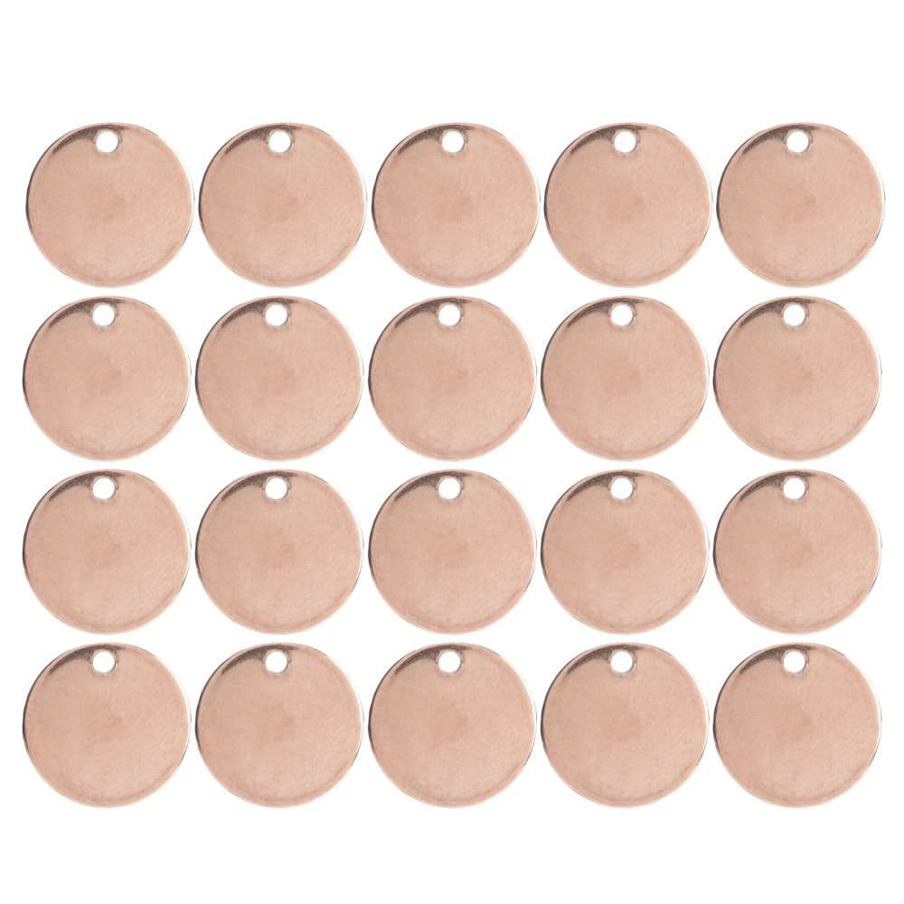 20pcs Stainless Steel Round Pendant DIY Dog Tags with Hole Jewelry Making AccessoryRose Gold 12mm