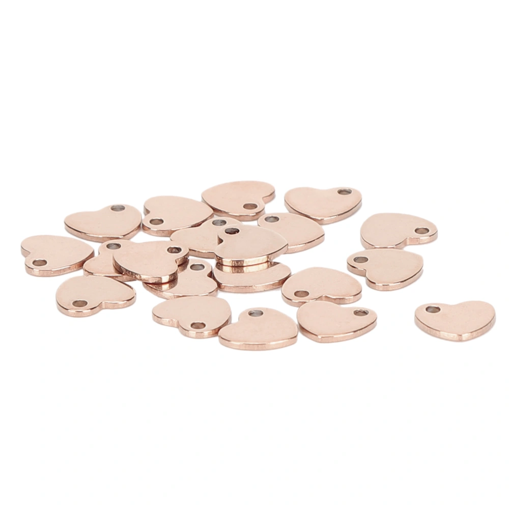 20pcs DIY Heart Shaped Pendant Stainless Steel Pendant with Hole Jewelry Making Accessory(Rose Gold 6.5 x 7mm)