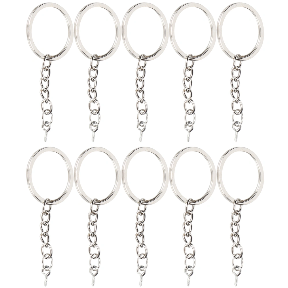 10pcs Key Ring Alloy Key Chain Ring Parts with Screw Eye Pin Connector DIY AccessoriesSilver 30mm / 1.2in