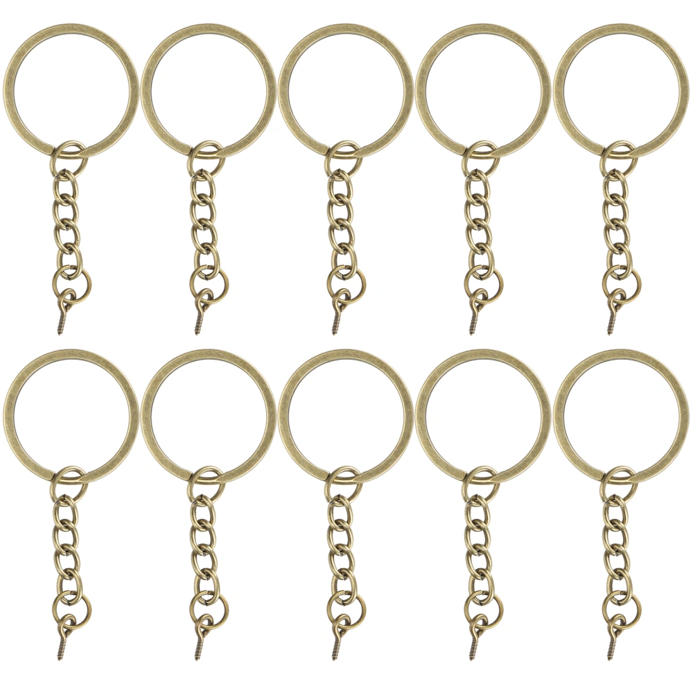 10pcs Decoration Key Ring Key Chain Parts with Screw Eye Pin Connector DIY AccessoriesBronze 25mm / 1in