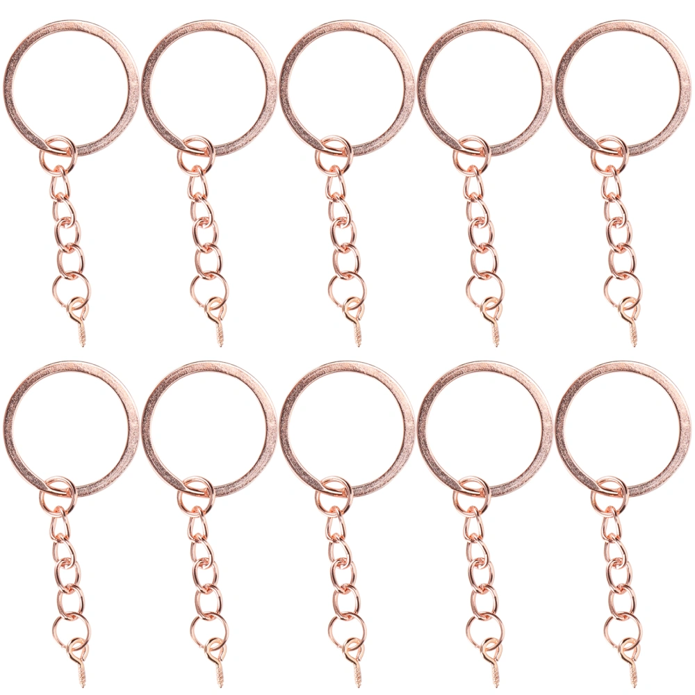 10pcs Decoration Key Ring Key Chain Parts with Screw Eye Pin Connector DIY AccessoriesRose Gold 30mm / 1.2in