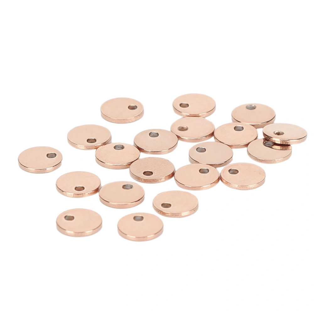 20pcs DIY Round Pendant Stainless Steel Dog Tag with Hole Jewelry Making AccessoryRose Gold 6mm