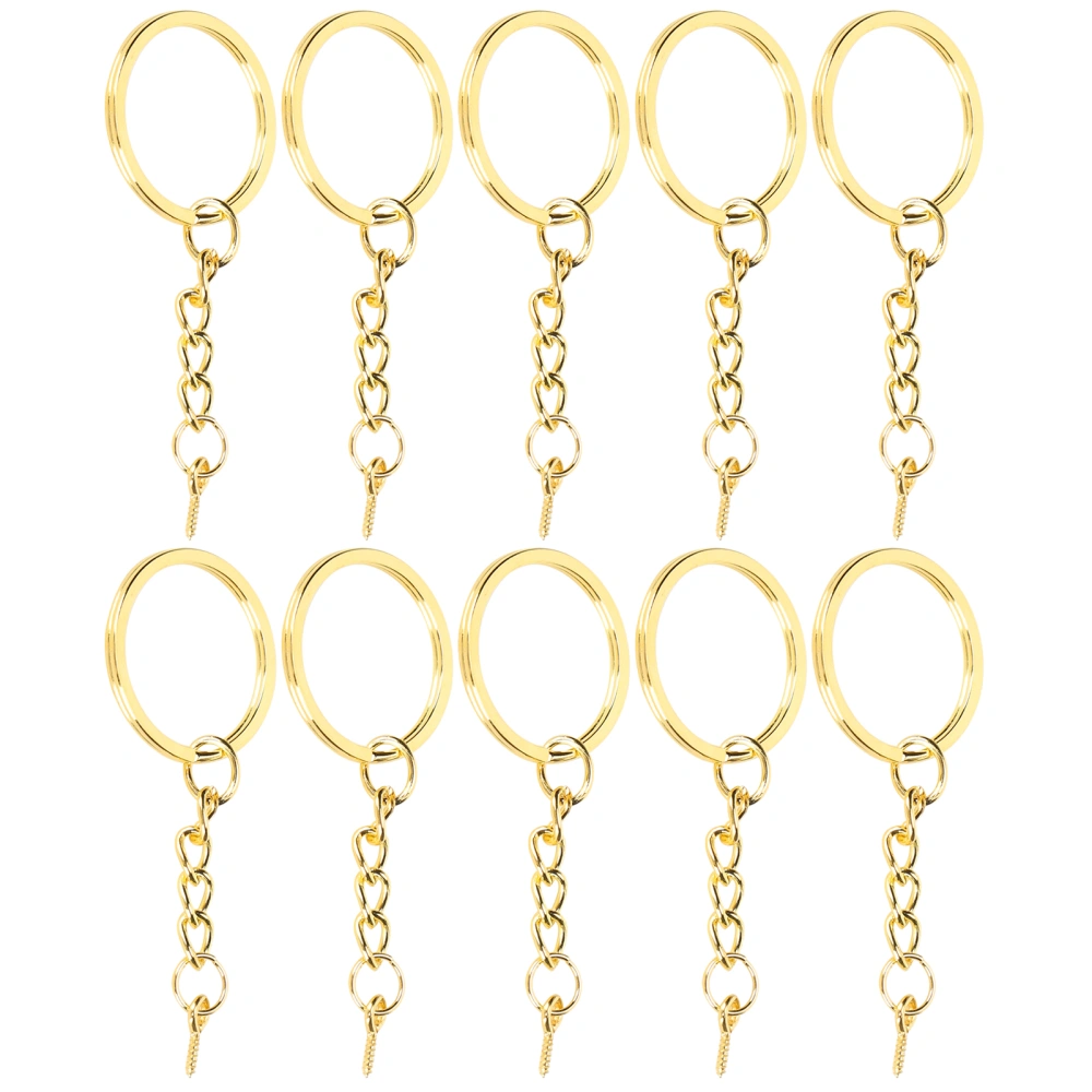 10pcs Key Ring Alloy Key Chain Ring Parts with Screw Eye Pin Connector DIY AccessoriesGold 30mm / 1.2in