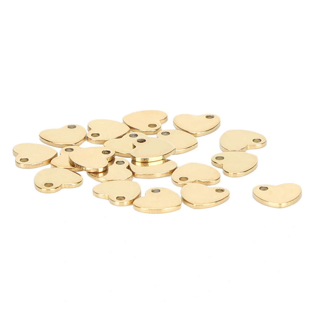 20pcs DIY Heart Shaped Pendant Stainless Steel Pendant with Hole Jewelry Making Accessory(Gold 6.5 x 7mm)